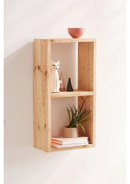 Doğal Ahşap Duvar Rafı – Minimalist Dekoratif Raf